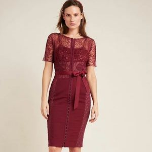 Byron Lars Carissima Sheath Dress Lace Column Size 2 in Wine